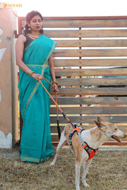 Amrita Mangalagiri Handloom Green Pure Cotton Saree - Seven Sarees - Saree - Seven Sarees