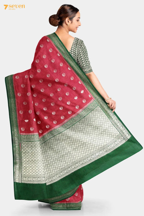 Anagha Benaras Red Pure Silk Saree | Silk Mark Certified - Seven Sarees - Saree - Seven Sarees