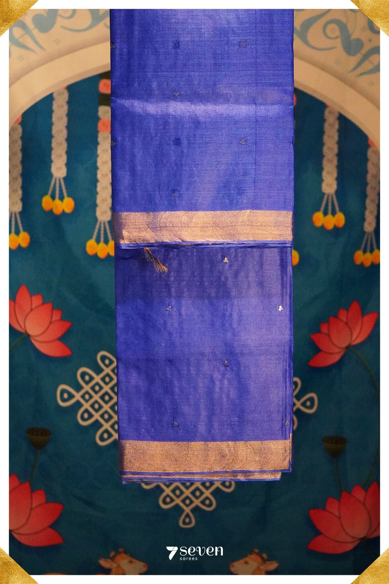Angel's wish Chattisgarh Blue Pure Tussar Silk Saree| Silk Mark Certified - Seven Sarees - Saree - Seven Sarees