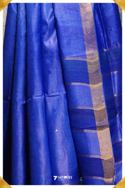 Angel's wish Chattisgarh Blue Pure Tussar Silk Saree| Silk Mark Certified - Seven Sarees - Saree - Seven Sarees