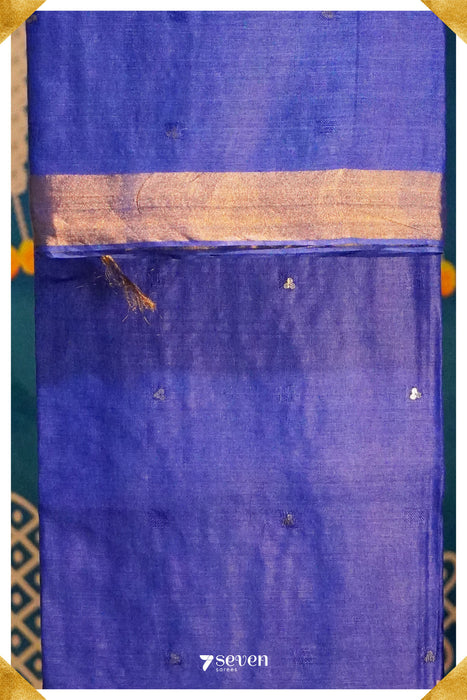 Angel's wish Chattisgarh Blue Pure Tussar Silk Saree| Silk Mark Certified - Seven Sarees - Saree - Seven Sarees
