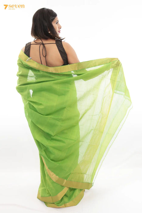 Arni Mangalagiri Handloom Green Pure Cotton Saree - Seven Sarees - Saree - Seven Sarees