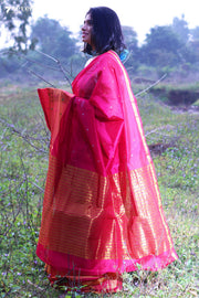 Arti Palaka Handloom Venkatagiri 100% Silk Cotton Pink Saree - Seven Sarees - Seven Sarees