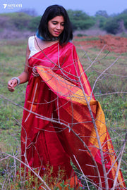 Arti Palaka Handloom Venkatagiri 100% Silk Cotton Pink Saree - Seven Sarees - Seven Sarees