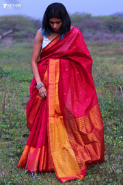 Arti Palaka Handloom Venkatagiri 100% Silk Cotton Pink Saree - Seven Sarees - Seven Sarees