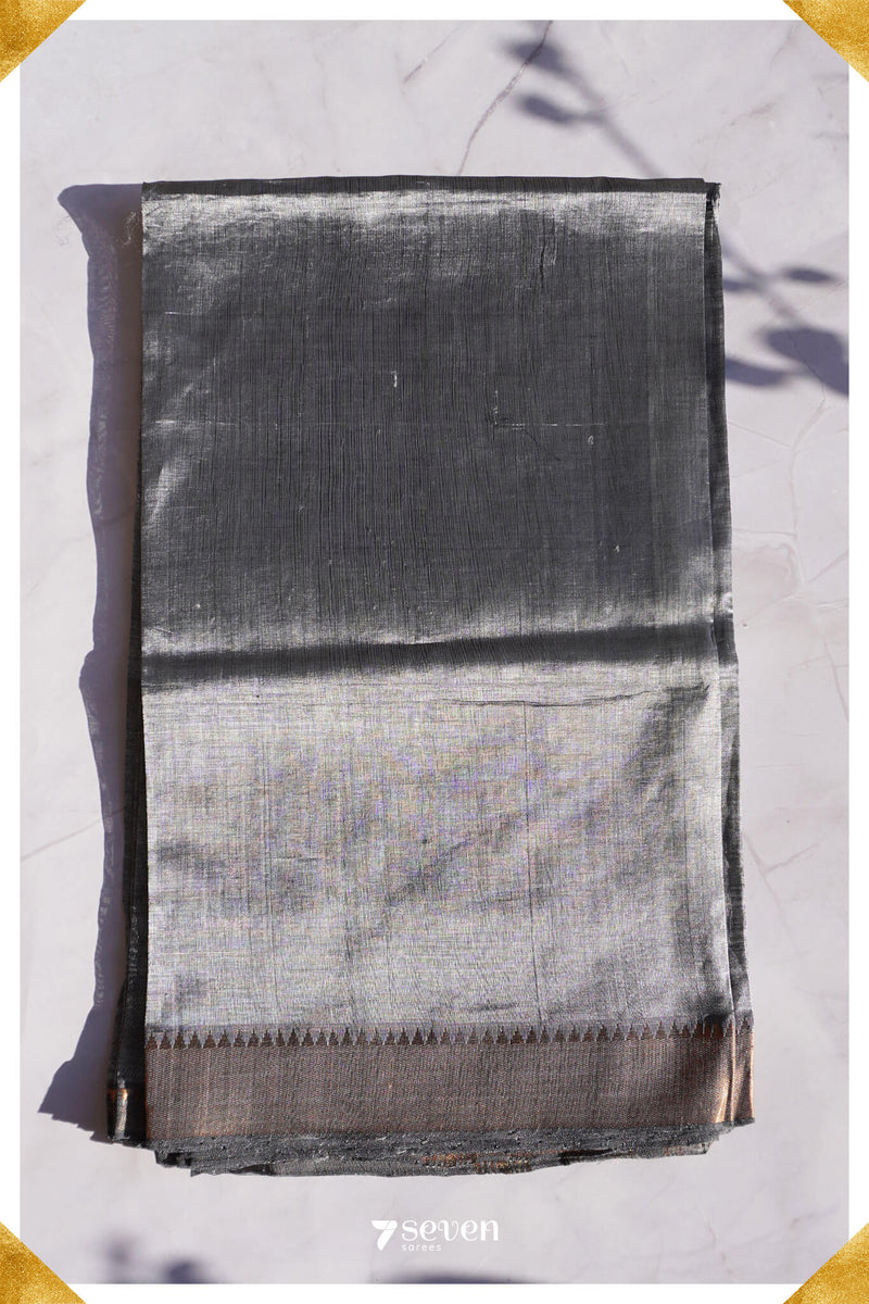 Ashwini Mangalagiri Handloom Grey/Silver Silk-Cotton Saree - Seven Sarees - Saree - Seven Sarees