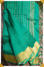 Bahula Mangalagiri Handloom Green Pure Silk-Cotton Saree - Seven Sarees - Saree - Seven Sarees