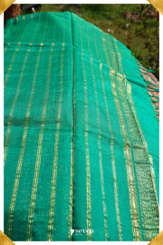 Bahula Mangalagiri Handloom Green Pure Silk-Cotton Saree - Seven Sarees - Saree - Seven Sarees