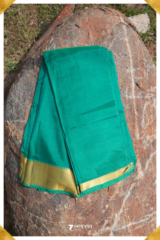 Bahula Mangalagiri Handloom Green Pure Silk-Cotton Saree - Seven Sarees - Saree - Seven Sarees