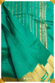 Bahula Mangalagiri Handloom Green Pure Silk-Cotton Saree - Seven Sarees - Saree - Seven Sarees
