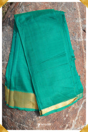 Bahula Mangalagiri Handloom Green Pure Silk-Cotton Saree - Seven Sarees - Saree - Seven Sarees