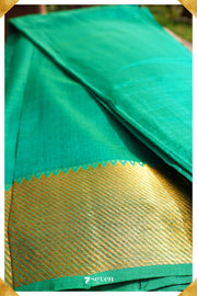 Bahula Mangalagiri Handloom Green Pure Silk-Cotton Saree - Seven Sarees - Saree - Seven Sarees