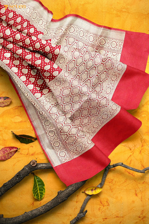 Bhagirathi Benaras Red Pure Silk Handloom Saree | Silk Mark Certified - Seven Sarees - Saree - Seven Sarees
