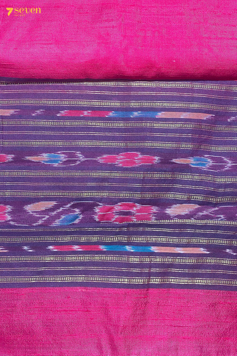 Bougainvillea Chattisgarh Pink Mixed silk Handloom saree - Seven Sarees - Saree - Seven Sarees