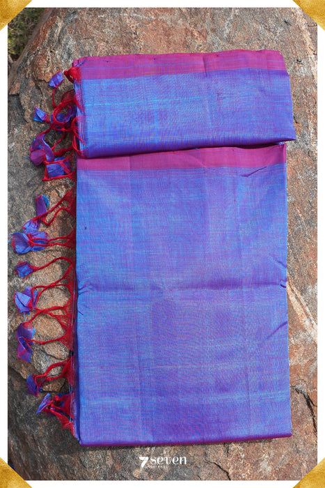 Buddhitha Mangalagiri Handloom Blue/Red Silk Cotton Saree - Seven Sarees - Saree - Seven Sarees