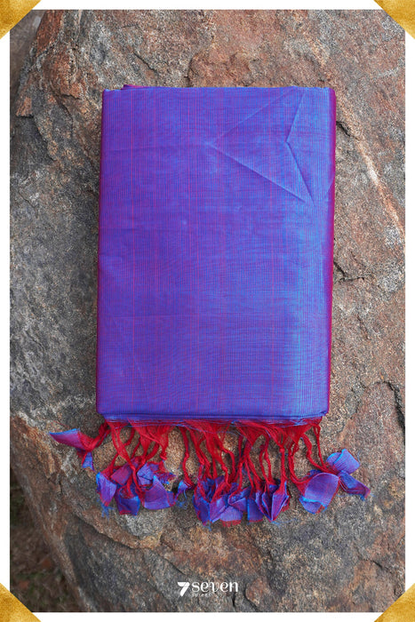 Buddhitha Mangalagiri Handloom Blue/Red Silk Cotton Saree - Seven Sarees - Saree - Seven Sarees