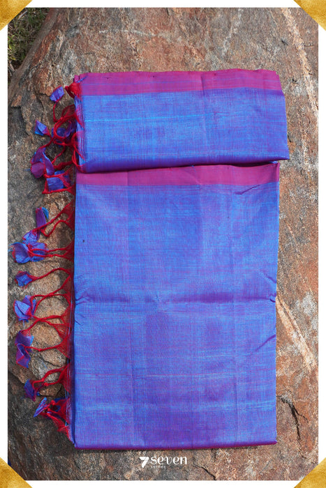 Buddhitha Mangalagiri Handloom Blue/Red Silk Cotton Saree - Seven Sarees - Saree - Seven Sarees