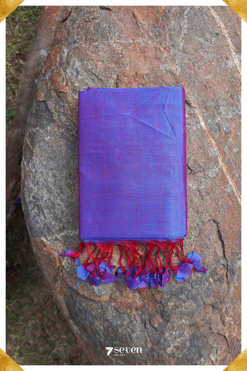 Buddhitha Mangalagiri Handloom Blue/Red Silk Cotton Saree - Seven Sarees - Saree - Seven Sarees