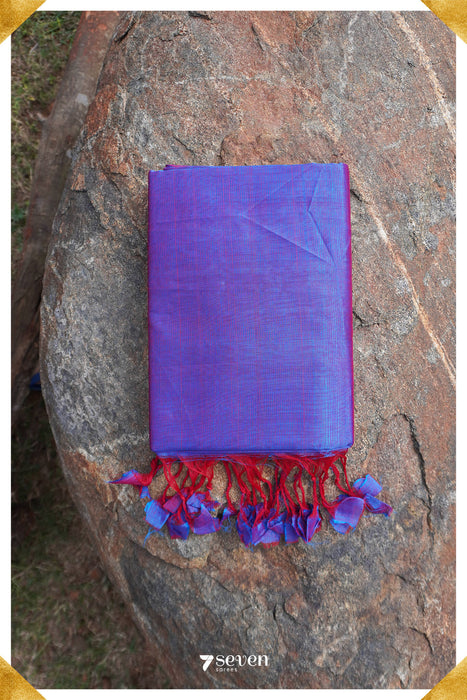 Buddhitha Mangalagiri Handloom Blue/Red Silk Cotton Saree - Seven Sarees - Saree - Seven Sarees