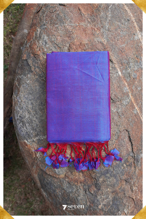 Buddhitha Mangalagiri Handloom Blue/Red Silk Cotton Saree - Seven Sarees - Saree - Seven Sarees
