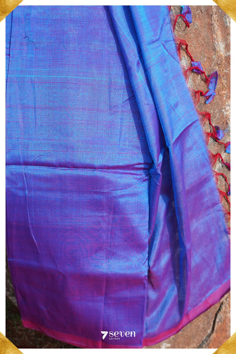 Buddhitha Mangalagiri Handloom Blue/Red Silk Cotton Saree - Seven Sarees - Saree - Seven Sarees