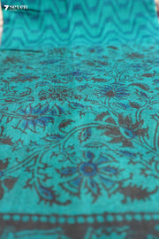 Camanti Hand Block Kalamkari 100% Soft Cotton Bottle Green Saree (Handloom) - Seven Sarees - Saree - Seven Sarees