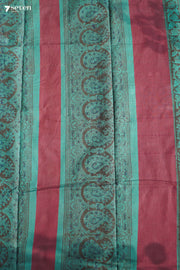 Camanti Hand Block Kalamkari 100% Soft Cotton Bottle Green Saree (Handloom) - Seven Sarees - Saree - Seven Sarees