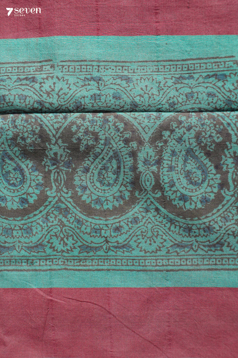 Camanti Hand Block Kalamkari 100% Soft Cotton Bottle Green Saree (Handloom) - Seven Sarees - Saree - Seven Sarees