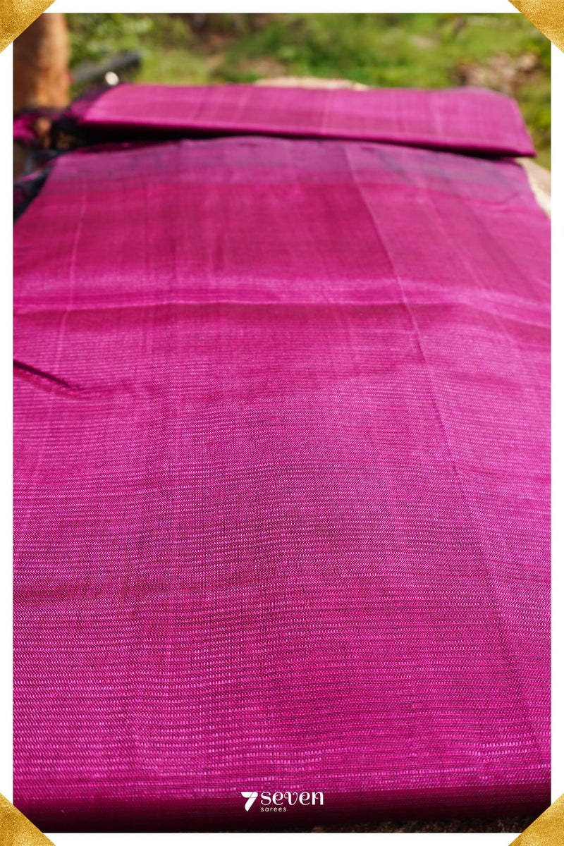 Chiti Mangalagiri Handloom Dark Mauve Silk Cotton Saree - Seven Sarees - Saree - Seven Sarees