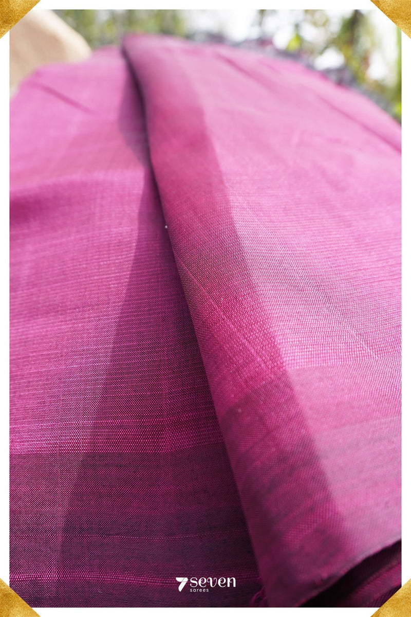 Chiti Mangalagiri Handloom Dark Mauve Silk Cotton Saree - Seven Sarees - Saree - Seven Sarees