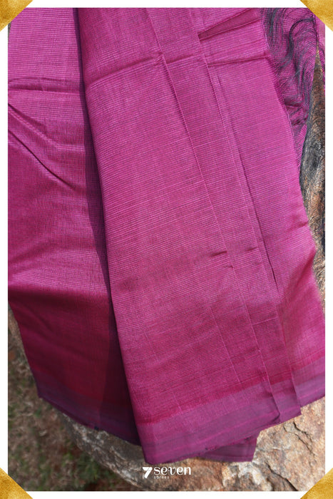 Chiti Mangalagiri Handloom Dark Mauve Silk Cotton Saree - Seven Sarees - Saree - Seven Sarees