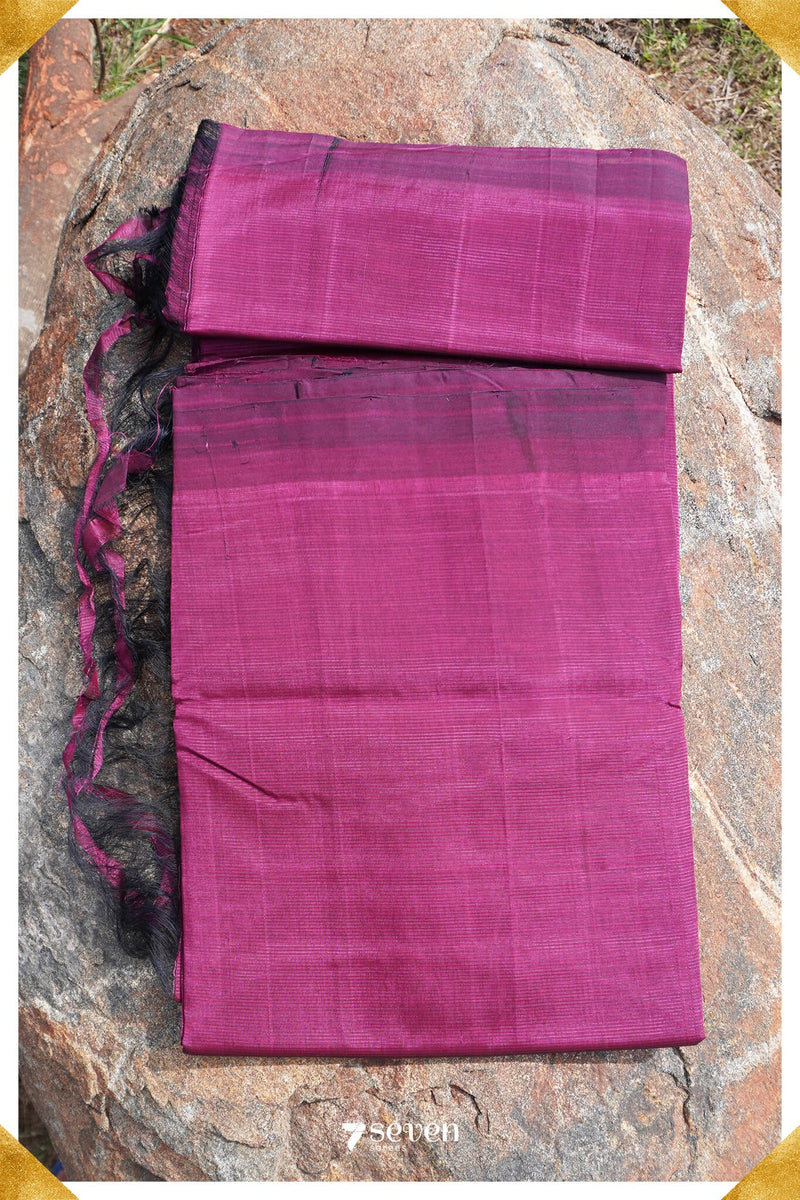 Chiti Mangalagiri Handloom Dark Mauve Silk Cotton Saree - Seven Sarees - Saree - Seven Sarees