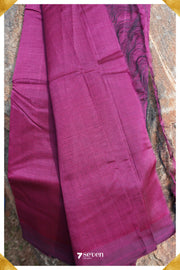 Chiti Mangalagiri Handloom Dark Mauve Silk Cotton Saree - Seven Sarees - Saree - Seven Sarees