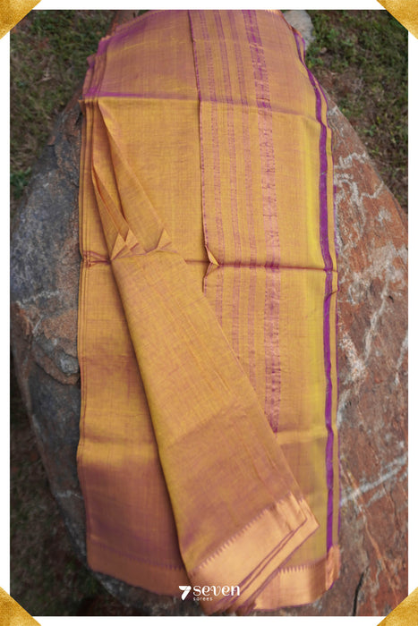 Chitra Mangalagiri Handloom Yellow/Gold Silk-Cotton Saree - Seven Sarees - Saree - Seven Sarees
