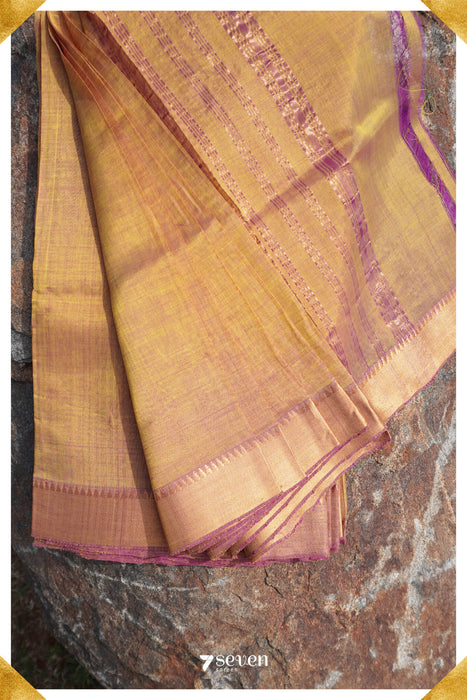 Chitra Mangalagiri Handloom Yellow/Gold Silk-Cotton Saree - Seven Sarees - Saree - Seven Sarees