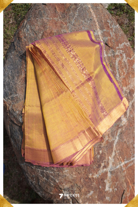 Chitra Mangalagiri Handloom Yellow/Gold Silk-Cotton Saree - Seven Sarees - Saree - Seven Sarees