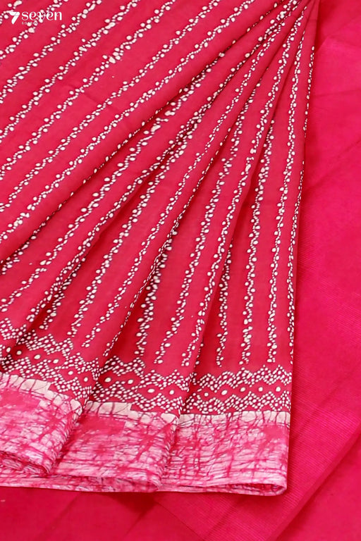 Coral Clusters Madurai Pink Pure Cotton Sungudi Saree - Seven Sarees - Saree - Seven Sarees