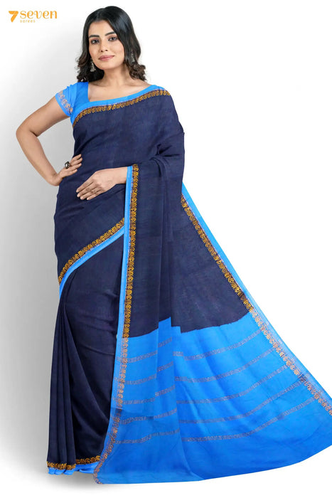 Damini Madurai Navy Blue Pure Cotton Sungudi Saree - Seven Sarees - Saree - Seven Sarees