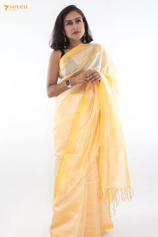 Dhwani Mangalagiri Handloom Yellow Pure Silk-Cotton Saree - Seven Sarees - Saree - Seven Sarees