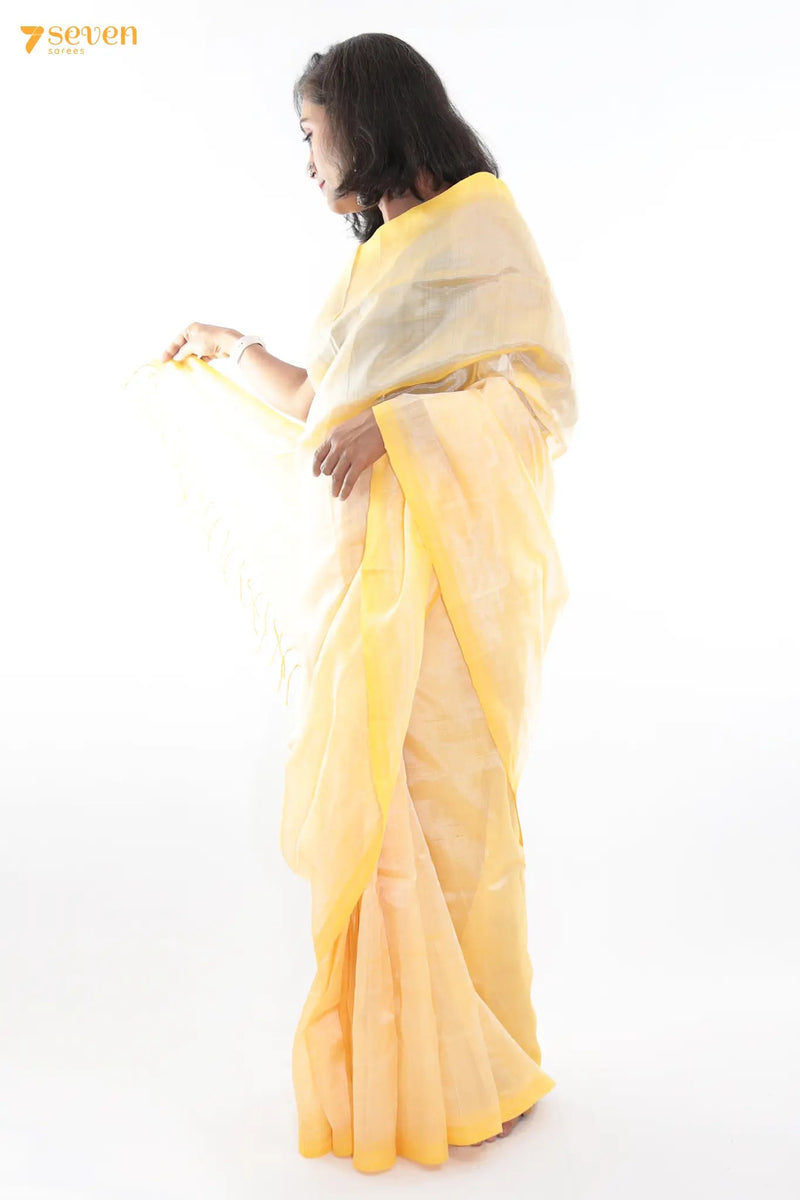 Dhwani Mangalagiri Handloom Yellow Pure Silk-Cotton Saree - Seven Sarees - Saree - Seven Sarees