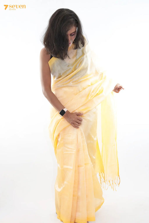 Dhwani Mangalagiri Handloom Yellow Pure Silk-Cotton Saree - Seven Sarees - Saree - Seven Sarees
