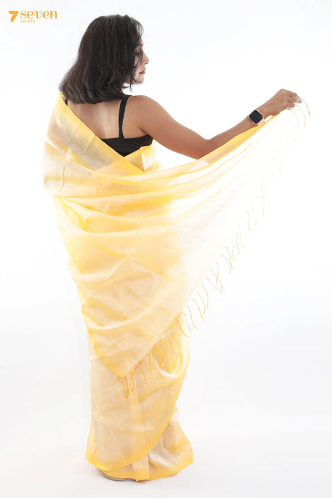 Dhwani Mangalagiri Handloom Yellow Pure Silk-Cotton Saree - Seven Sarees - Saree - Seven Sarees