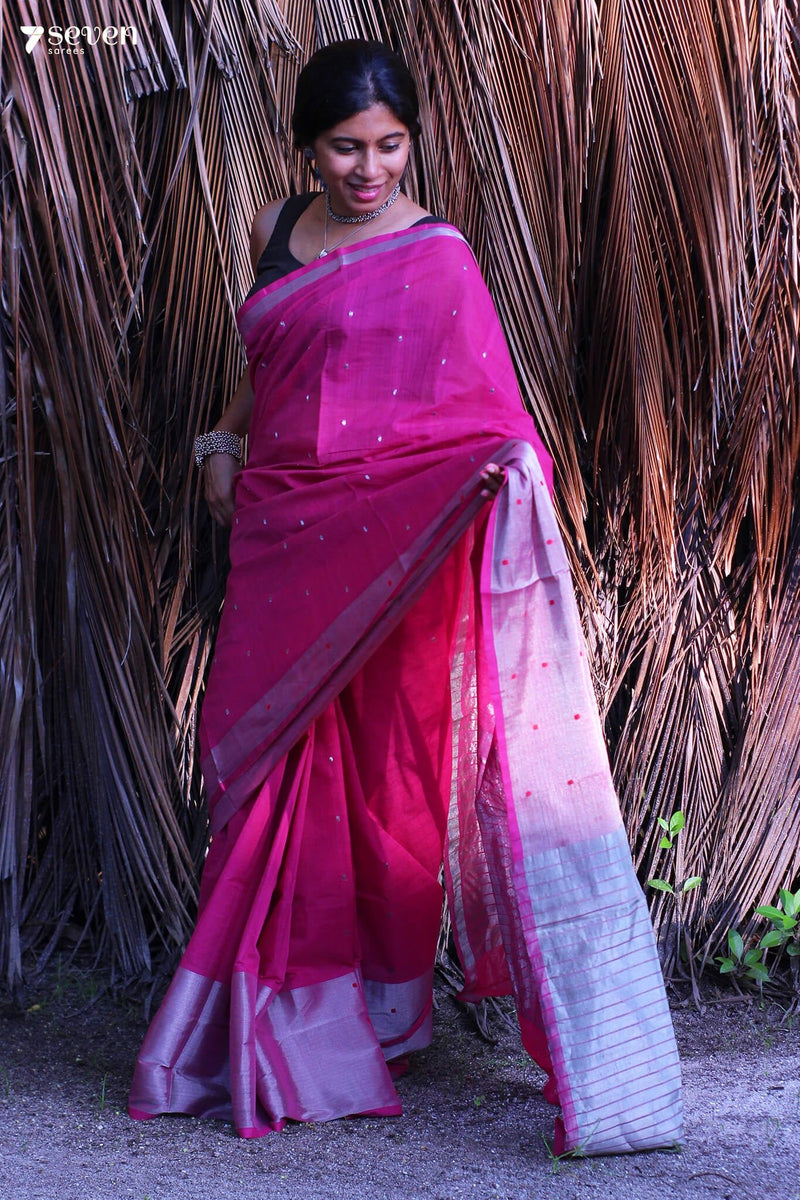 Dipam Handloom Venkatagiri 100% cotton Pink Saree - Seven Sarees - Seven Sarees