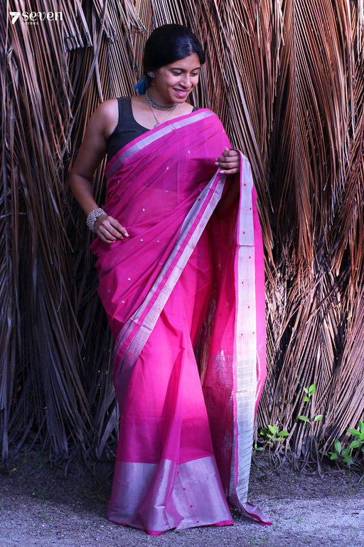 Dipam Handloom Venkatagiri 100% cotton Pink Saree - Seven Sarees - Seven Sarees