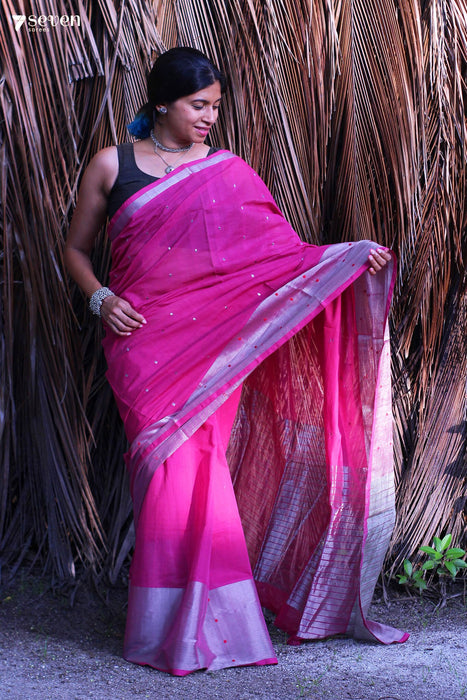 Dipam Handloom Venkatagiri 100% cotton Pink Saree - Seven Sarees - Seven Sarees