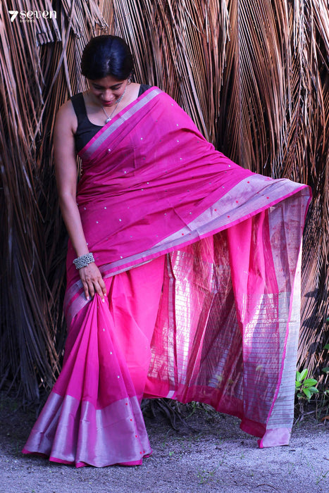 Dipam Handloom Venkatagiri 100% cotton Pink Saree - Seven Sarees - Seven Sarees