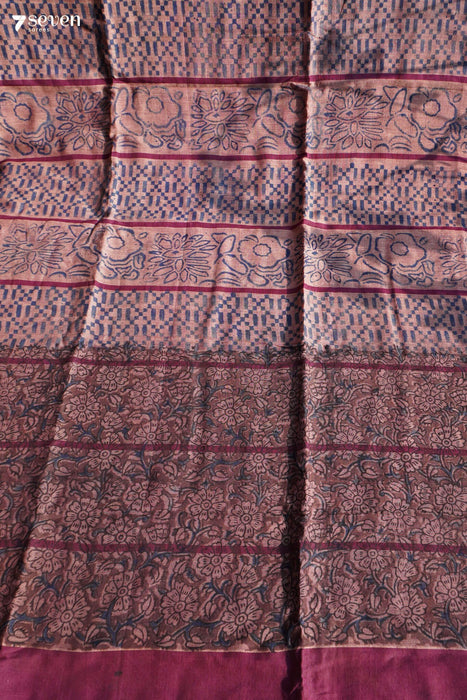 Dulagunda Hand Block Kalamkari 100% Soft Cotton Maroon Saree (Handloom) - Seven Sarees - Saree - Seven Sarees