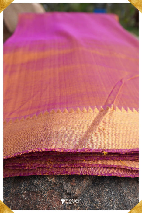 Ekakanya Mangalagiri Handloom Red/Gold Silk-Cotton Saree - Seven Sarees - Saree - Seven Sarees