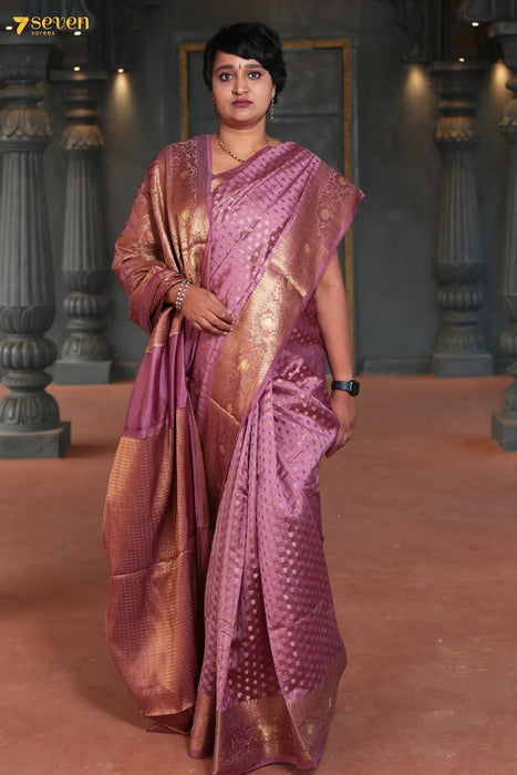 Harini Benaras Pink Pure Silk Saree | Silk Mark Certified - Seven Sarees - Saree - Seven Sarees