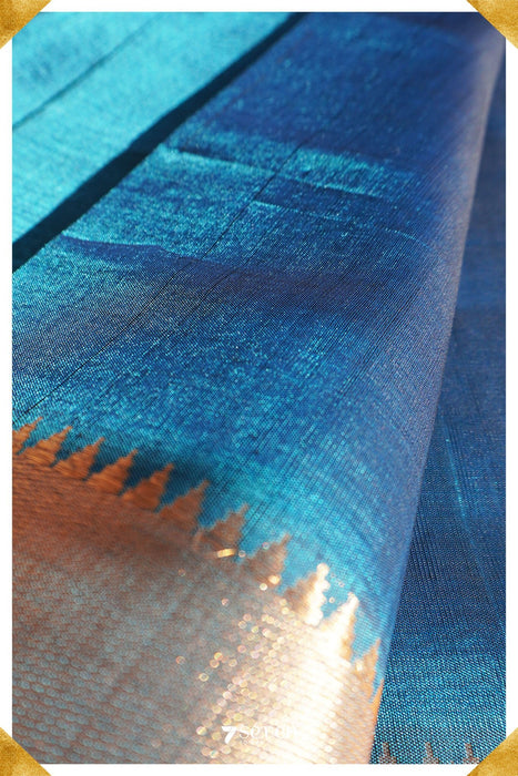 Hema Mangalagiri Handloom Blue Silk-Cotton Saree - Seven Sarees - Saree - Seven Sarees